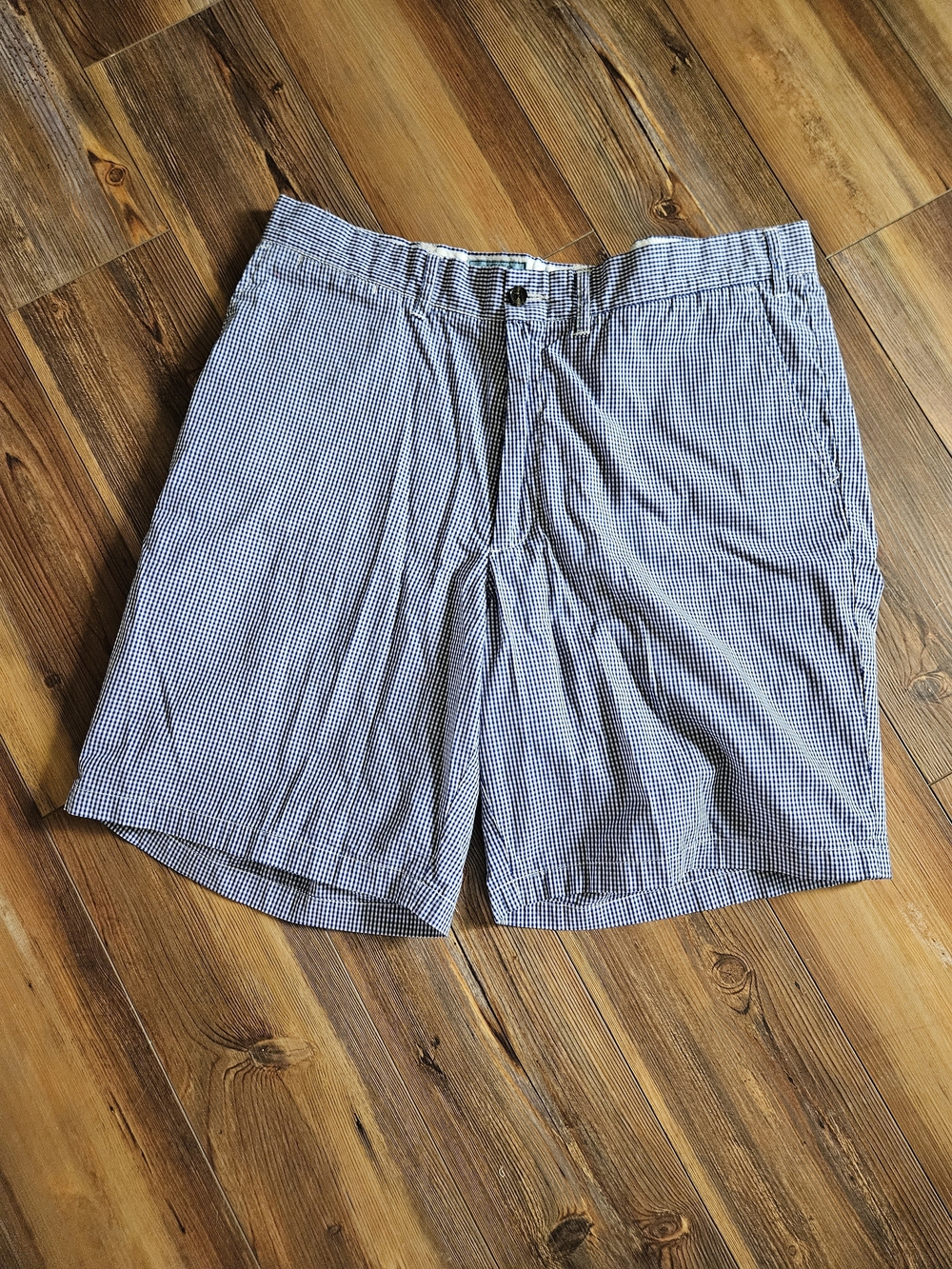 Castaway Navy and White Microcheck Flat-Front Men's Shorts